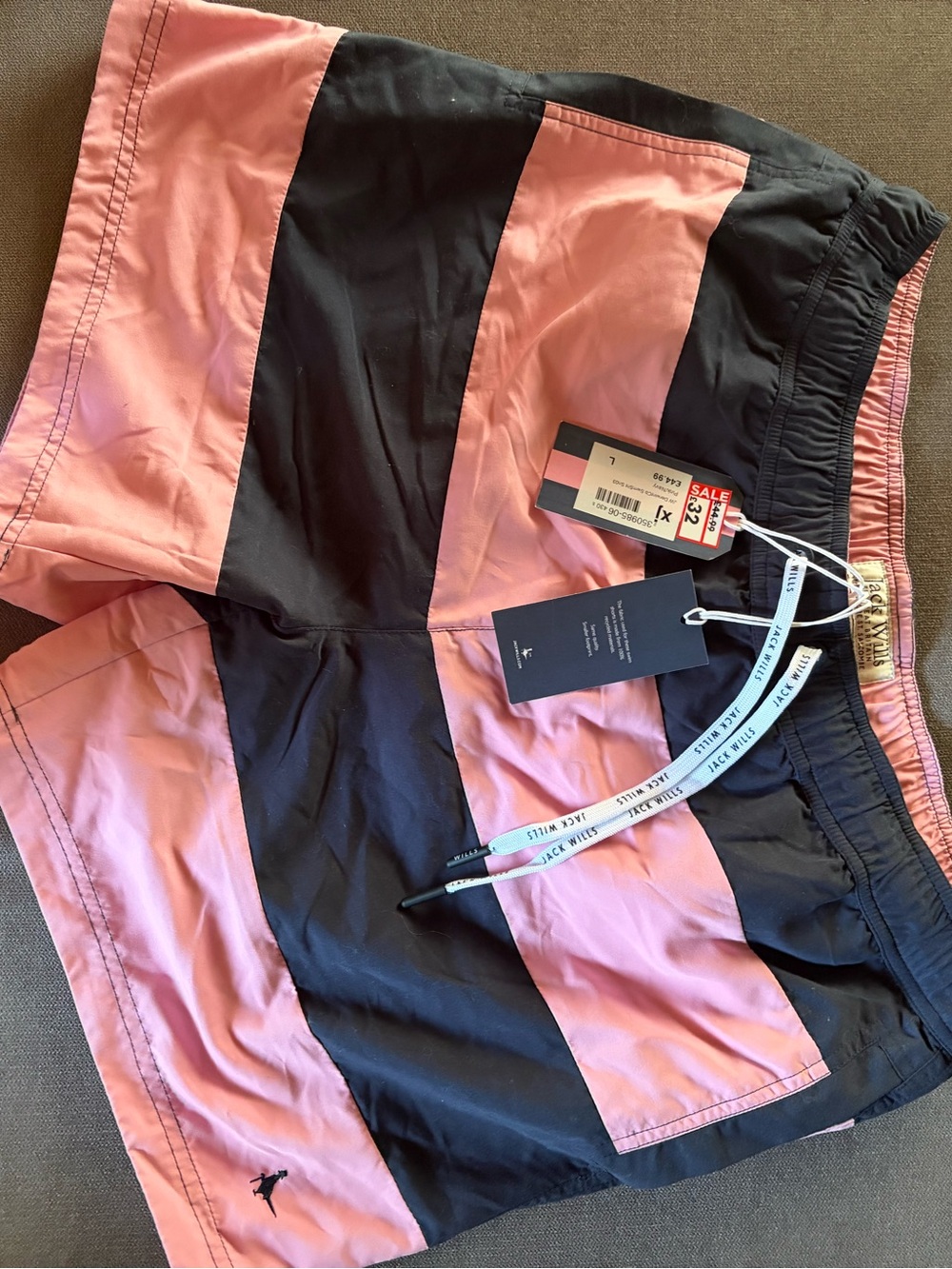 Jack Wills Pink and Black Stripe Colorblock Shorts
